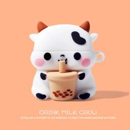 Bluetooth Headphone Cover for  Pro4 Pro Case Cute Milk Tea Cow Design Silicone Earphone for  1 4 3rd Shockproof Wireless Earphon