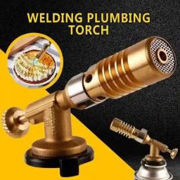 Portable Welding Torch Gas Burner Portable Flame Gun Butane High Temperature Welding Gas Lighter Torch Outdoor Camping BBQ Gas