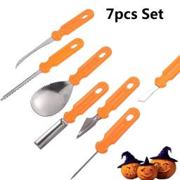 7pcs Pumpkin Carving Kit Tools Halloween Pumpkin Carving Tool Set Stencils Pumpkin Cutting Supplies Engraving Kitchen Cutting