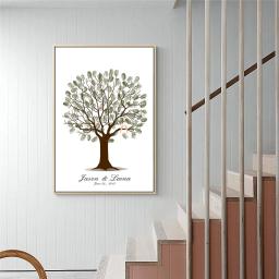 Personalized Wedding Guest Book Fingerprint Tree Canvas Wall Art Poster Wedding Gift Signature Marriage Souvenir for Party Decor