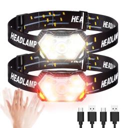 9 Led Strong Light Headlamp USB Rechageable Motion Sensor Headlight Portable Fishing Camping Outdoor Head Lamp Work Flashlight