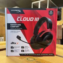 HyperX Cloud III Gaming Headset Wired 3.5mm USB Noise-Cancelling DTS Spatial Audio Signature Memory Foam Premium Leatherette for