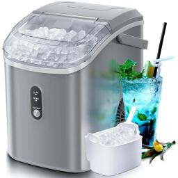 Nugget Countertop Ice Maker with Soft Chewable 34LBS/24H Pebble Portable Machine Scoop Self-Cleaning One-Click Operation