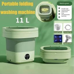 11L Folding Portable Washing Machine 6L Large Capacity Clothes Spin Dryer Bucket Travel Underwear Socks Ultrasonic Mini Washer