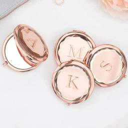 Rose Gold Compact Mirror Wedding bridal shower bride to be Bachelorette hen Party birthday thank you Bridesmaid Proposal Gift