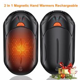 Winter 2 in 1 Magnetic Hand Warmers Rechargeable 6000mAh Electric Hand Warmers Smart Chips 20Hrs Long Heat Pocket Heater Gifts