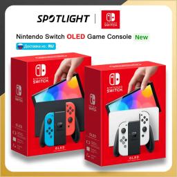 Nintendo Switch OLED Video Game Console with Joy Con 7 inch OLED screen TV Tabletop Handheld mode 64GB White and Blue Red Set