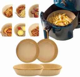 Air Fryer Paper Non-Stick Disposable 6.3 Inch Unperforated Parchment Paper Bamboo Steamer Liners Steaming Basket