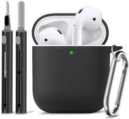 Airpods Case Cover 2&1 with Cleaner Kit,Soft Silicone Protective Case for Apple AirPods 2nd/1st Generation Charging Case with Ke