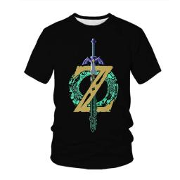 2023 New Legend Adventure In The Kingdom of Helaru Game Boys T-shirt Cartoon Zelda 3D Print Men Short Sleeve Summer Tops Tees