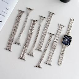 Starlight Steel Chain Band for Apple Watch Series Ultra 8 7 SE 6 5 4 3 49mm Metal Bracelet Strap IWatch 38 40 41mm 42 44 mm 45mm