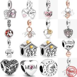 2024 New Hot Sale 925 Silver Forever Family Mom Charms DIY Dangle Beads Fit Original Pendant Bracelet Necklace Fashion Jewelry