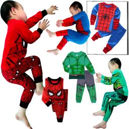 Free shipping Children's Pyjamas Spiderman Set The Hulk Collection Kids Set Boys Girls Cartoon Long Sleeve Sleepwear 2-7T