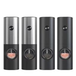 Electric Automatic Salt and Pepper Grinder Set with Led Light Grinder Set Spice Mill Adjustable Spices Grinder Kitchen Tools