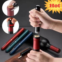 Safety Air Pump Red Wine Bottle Opener with Foil Cutter Air Pressure Corkscrew Popper Stainless Steel Pin Wine Cork Remover