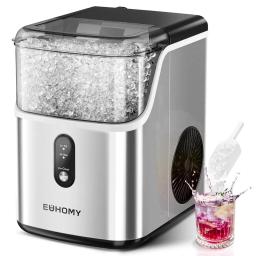 Nugget Ice Makers Countertop, Pebble Maker Machine with 35lbs/24H Soft Ice, Self-Cleaning Sonic Maker with Ice Scoop