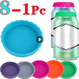 8-1Pcs Soda Lid Covers Multi-color Beverage Can Protector Silicone Can Covers Beer Bottle Cap Tin Can Cup Soda Leak-Proof Caps