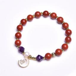 8MM Natural Red Agate Amethyst Facet Bracelet Charms Handmade High Quality Crystal Healing Fashion Jewelry Gift 1PCS