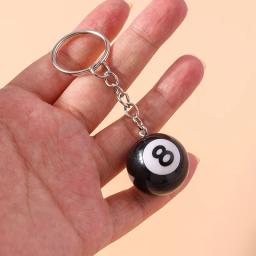 3D Black No 8 Billiard Keychain Mini Ball Pendant Key Ring Resin Keyring Bar Table Decoration Jewelry Sports Game Souvenir Gifts