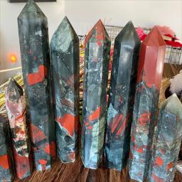 African bloodstone crystal column tower, vitality energy ornaments, suitable for home office desktop, collection of crafts