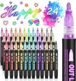 36 Color Double Line Outline Art Pen Marker Pen DIY Graffiti Outline Marker Pen Highlighter Scrapbook Diary Poster Card