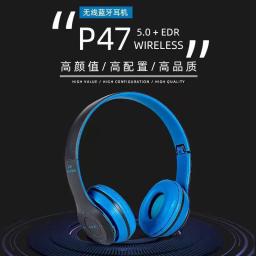 P47 Wireless Headphones Bluetooth 5.0 Earphones BASS HIFI Stereo Headset 78ms Low Latency for Music Gaming 60H Playtime