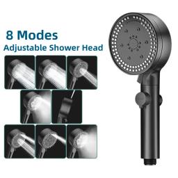 New 8 Modes High-Pressure Shower Head Pressure Boost Powerful Bath Artifact Large Water Output Bathroom Handheld Accessories