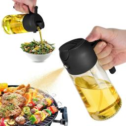 2in1 Glass Spray Oil Sprayer Bottle Spray Oil Dispenser Oil Jar Cruet BBQ Kitchen Baking Roasting Picnic Kitchen Tool