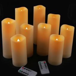 Set of 12 Flameless LED Electronic Candles 4" 5" 6" 7" Real Wax LED Tealight with 10-Key Remote 2/4/6/8Hour Cycling Timer Lights