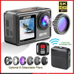 2" IPS Dual Screen Action Camera 5K 30FPS  4K 60FPS 48MP EIS Video With Optional Filter Lens 1080P Webcam Vlog WiFi Sports Cam