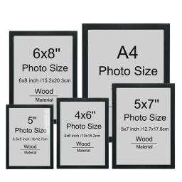 2pcs Black Picture Frame A4 15X20/9X13/10X15/13X18CM Wood Photo Frame Without Mat Certificate Document Frame Wall Hang Desktop