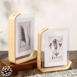 Acrylic Wooden Photo Frame 4x6'' Picture Frame Rustic Wooden Photo Frames With Hd Glass Double-Sided Frame For Tabletop Display