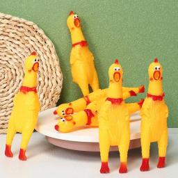 Funny screeching chicken squealing chicken Pet dog toy squeezes noise-making toy Chew toy Funny yellow rubber vented chicken toy