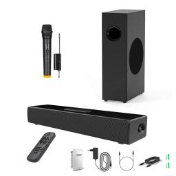 Wireless Micphone And S22 Echo Wall TV Subwoofer 80W Power Bluetooth Sound BAR Blaster Speaker Home Theater Karaoke Fiber U Disk