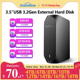 UnionSine 4TB 8TB 10TB 12TB 16TB 18TB 3.5"USB 3.2Gen External Hard Disk HDD Compatible Desktop/Laptop/Mac/Xbox/Xbox One/PS4/TV