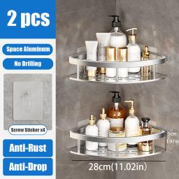 Shower Corner Shelf Caddy shower Organizer Corner No Drill Shower Storage Rust Proof Bathroom Corner Wall Shelf shampoo holder