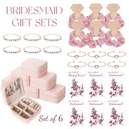 30Pcs Bridesmaid Gifts Bracelets Proposal Wedding Favors with Cards Bridal Shower Bachelorette Party Favors Travel Jewelry Box