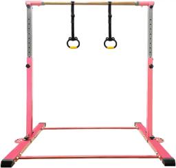 Gymnastics Kip Bar,Horizontal Bar for Kids for Girls,No Wobble Gymnastic Equipment for Home Training,3' to 5' Adjustable Height,