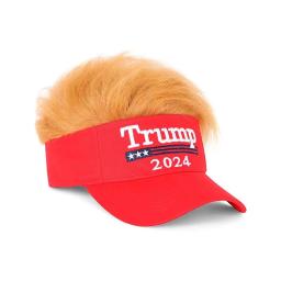 Synthetic Trump 2024 Hat with Hair,Donald Trump Make America Great Again Wig Hat Embroidered Ultra Adjustable MAGA Baseball Cap