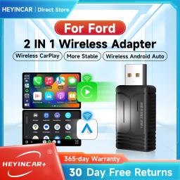 2024 NEW HEYINCAR 2in1 Wireless Android Auto Adapter Carplay Wireless For Ford F150 Explorer BRONCO Maverick Mustang Escape Edge