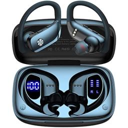 Wireless Earbuds Bluetooth Headphones 48hrs Play Back Sport Earphones with LED Display Over-Ear Buds with Earhooks Built-in Mic