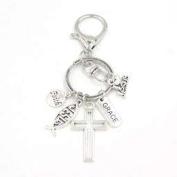 New Arrival Jesus Key Chain Grace Cross Faith Keychain Key Ring Holder Bag Pendant Accessory Jewelry Christmas Gifts Women Men