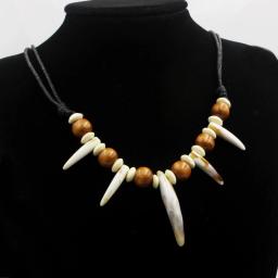 Hot sale acrylic imitation wolf teeth beaded necklace adjustable length couple necklace amulet gift