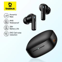 Baseus Bowie E19 Wireless Earphones Bluetooth 5.3 Big Bass 12mm Drivers IPX5 Waterproof Earbuds 33Hrs Battery Life Headphones