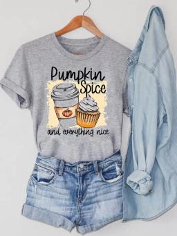 Halloween Women Thanksgiving T Shirt Fall Autumn O-neck Pumpkin Spice 90s Cute Clothing Print Top Style Graphic Tee T-shirt