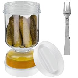 Pickles Jar With Forks Dry Wet Dispenser Pickle Olives Hourglass Cucumber Container Airtight Lids Kitchen Juice Separator Tool