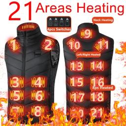 21 Areas Self Heating Vest Jacket Vest Winter Electric USB Heater Camping  Jacket Thermal Vest Body Warmer Coat No Battery