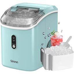 Nugget Countertop Ice Maker, Silonn Chewable Pellet Ice Machine with Self-Cleaning Function, 33lbs/24H