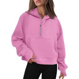 Half Zip Sweatshirts Cropped Hoodies Fleece Womens Quarter Zip Up Pullover Sweaters Fall Outfits 2024 Winter Clothes