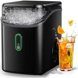 Silonn Nugget Ice Maker Countertop, Pebble Ice Maker with Soft Chewable Ice, One-Click Operation Ice Machine with Self-Cleaning,